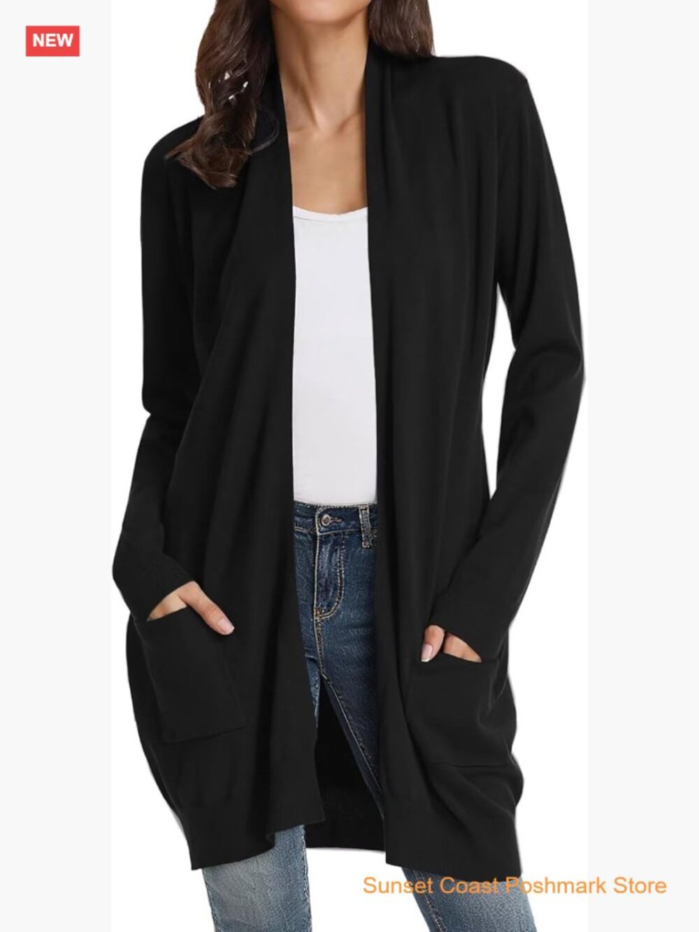 Long Open Front Cardigan Sweater Lightweight Knit with Pockets